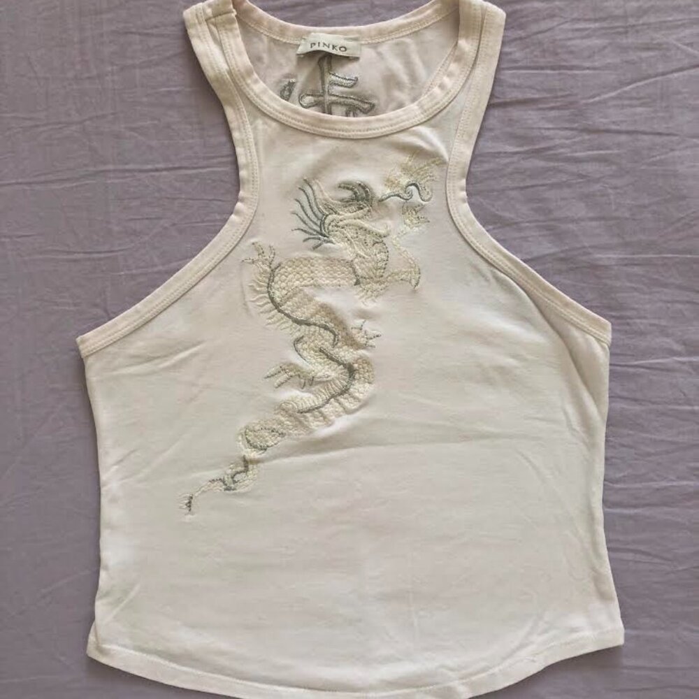 Pinko Embroidered Dragon Tank